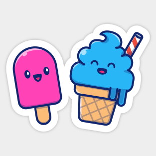 Cute Ice Cream Couple Sticker